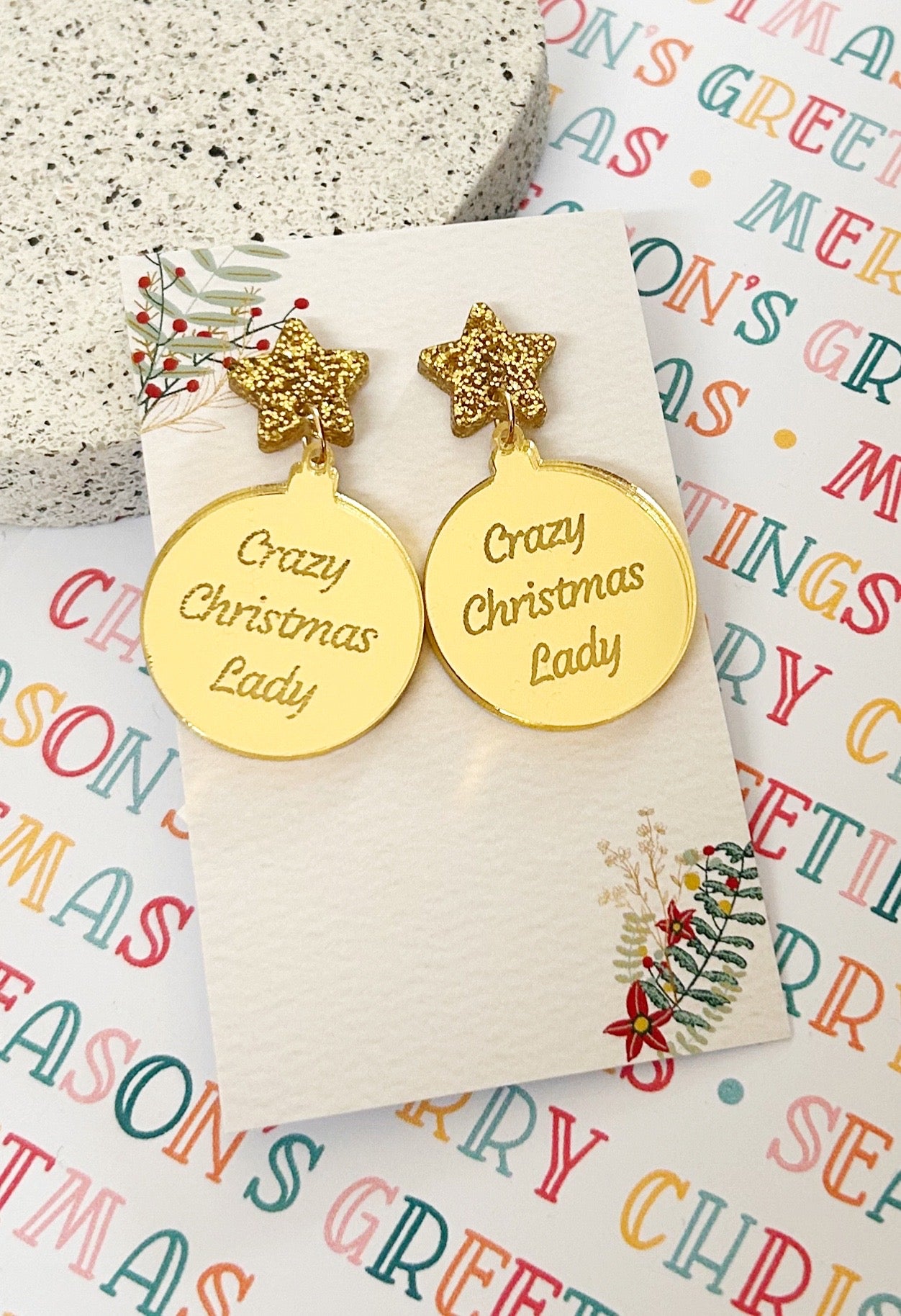 Crazy Christmas Lady Dangles