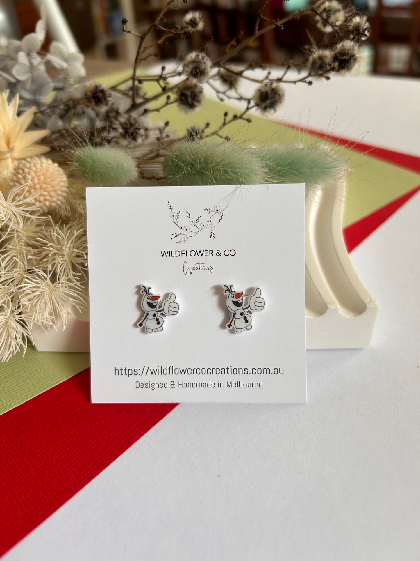 Funny Snowman big hand studs
