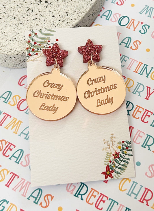 Crazy Christmas Lady Dangles