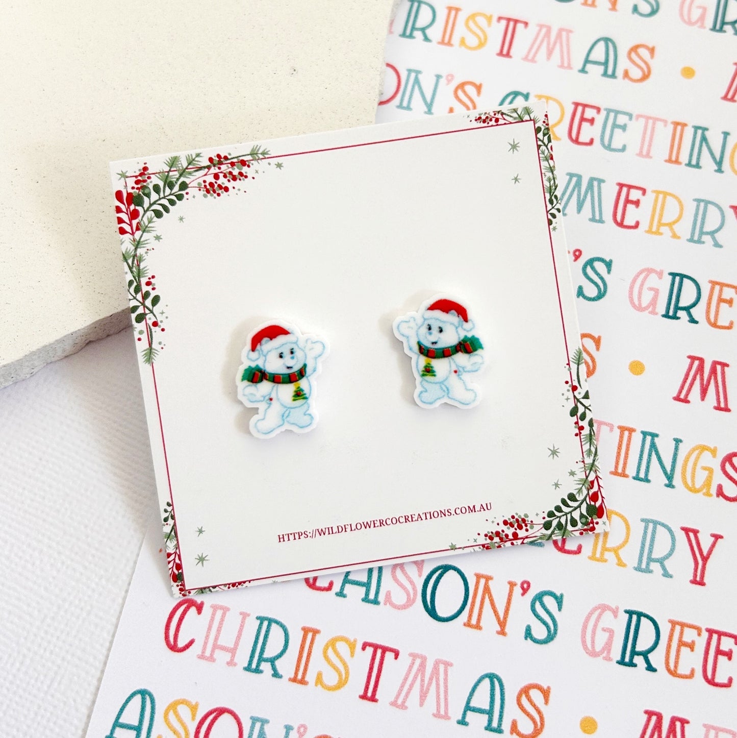 Lovable Christmas Bear Studs