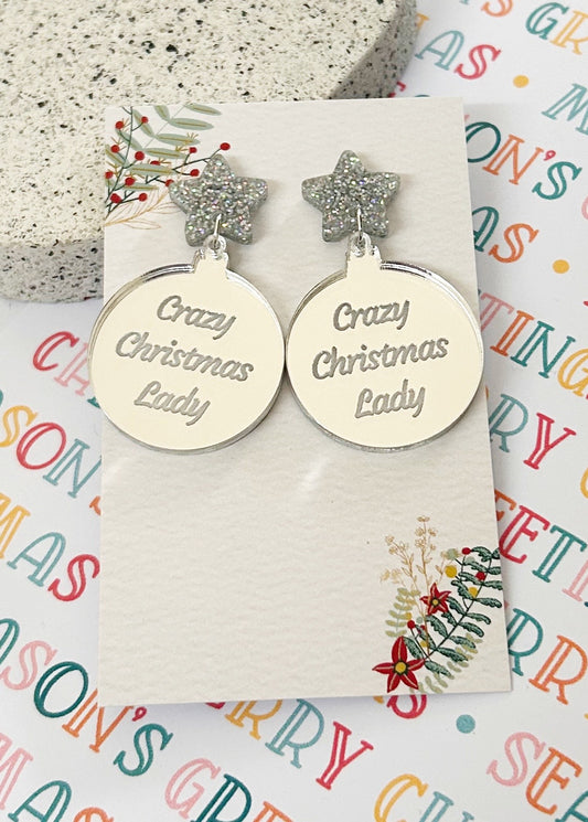 Crazy Christmas Lady Dangles