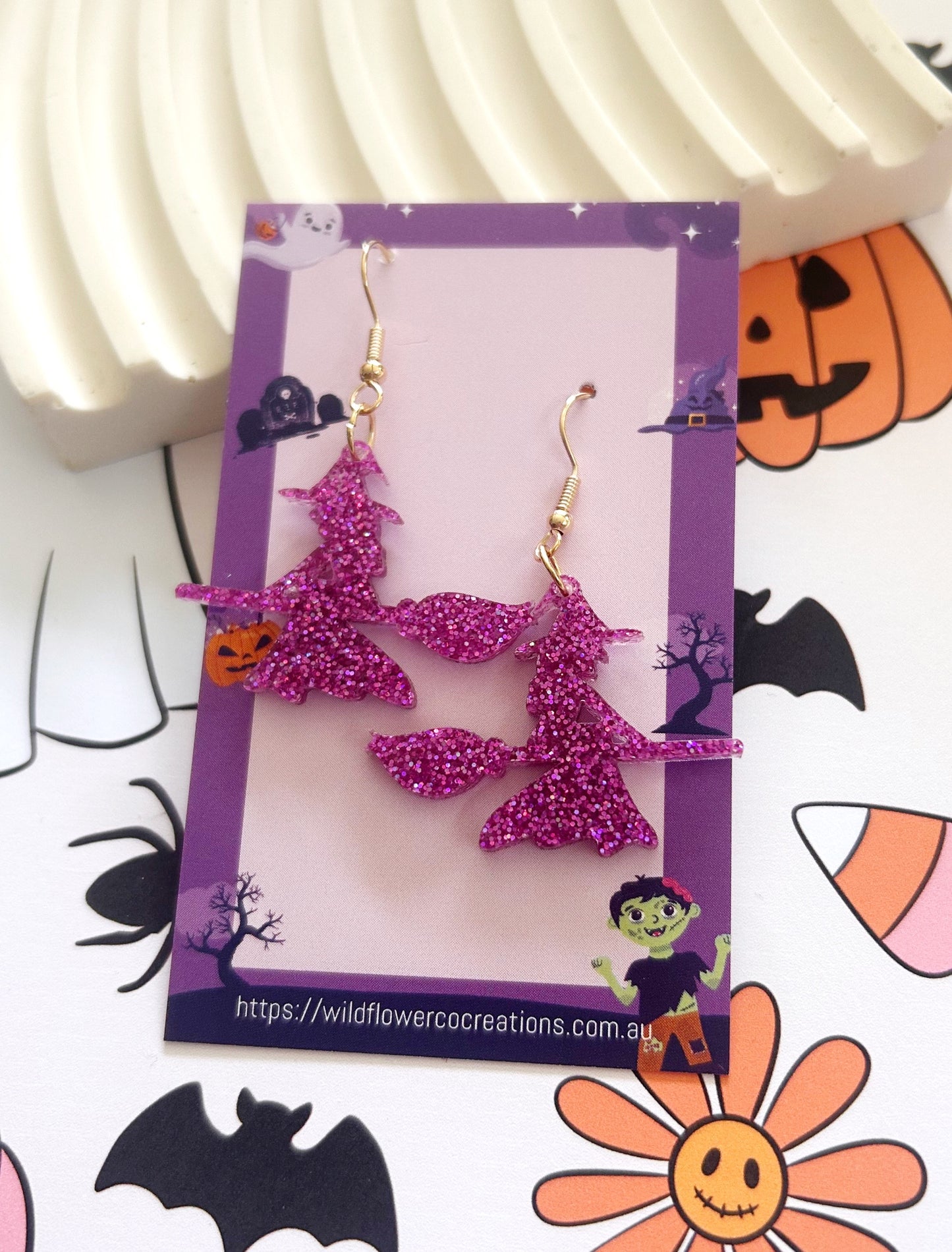 Witch on a Broom Dangles