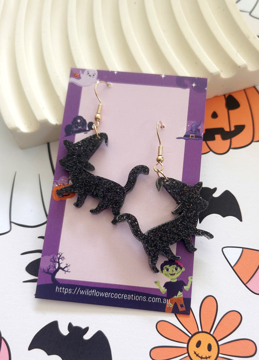 Black Cat in a hat Dangles