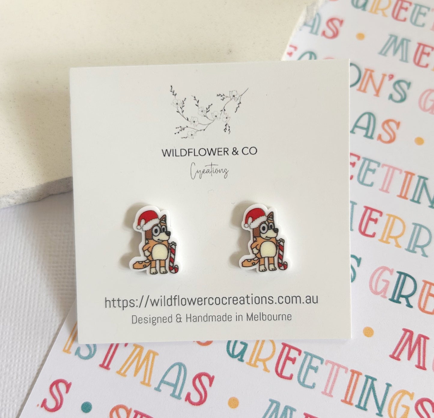 Blue/Orange Christmas Dog Studs