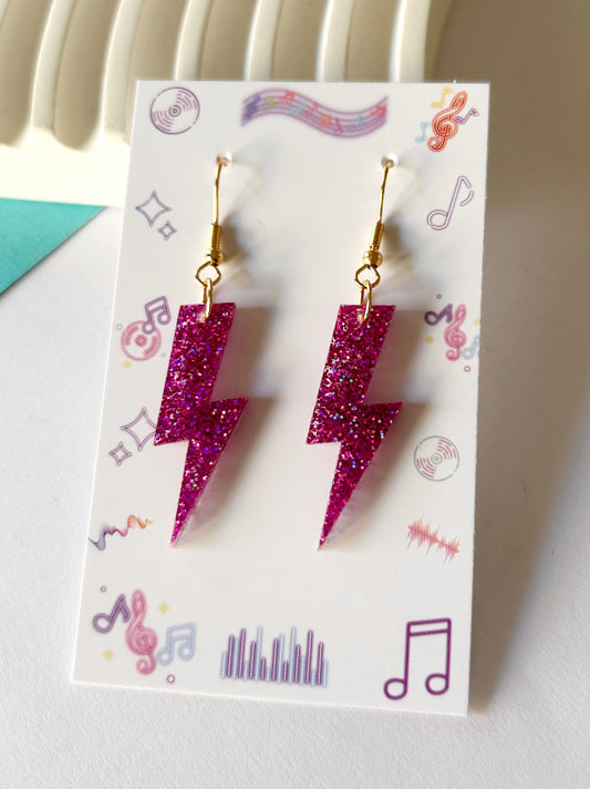 Pink Lightning Bolt dangles