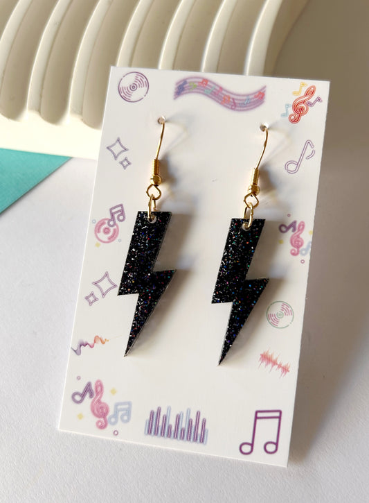 Black Lightning Bolt dangles