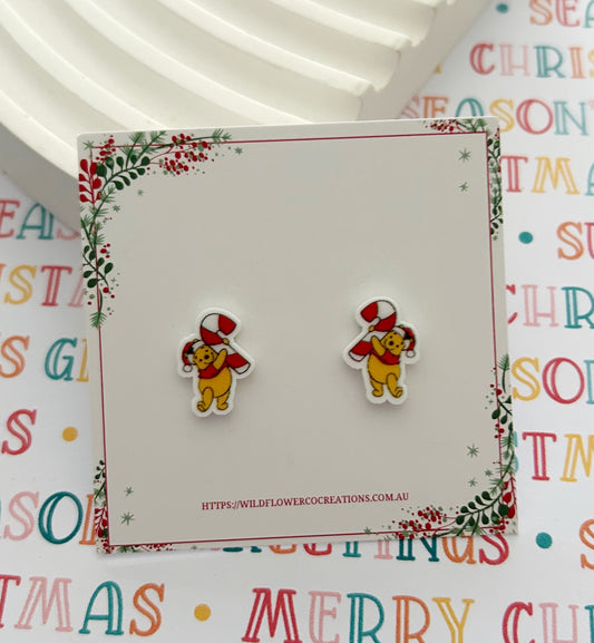 Honey Bear Christmas Studs