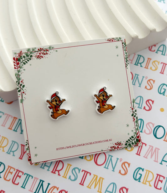 Chipmunk Christmas Studs