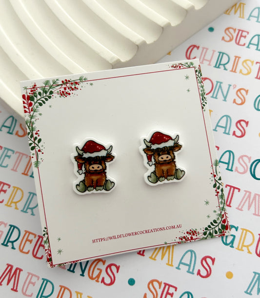 Hyland Cow Christmas Studs