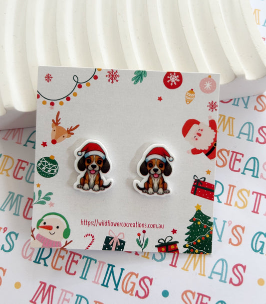 Beagle Christmas Studs