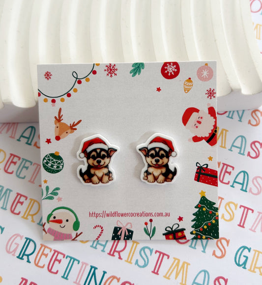 German Shepard Christmas Studs