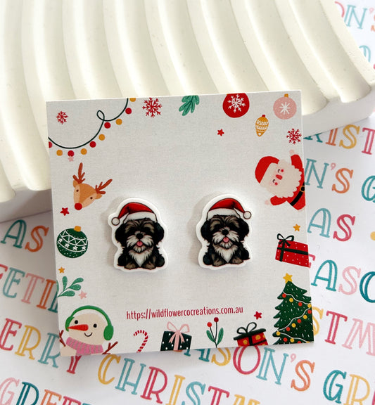 Shih Tzu Christmas Studs