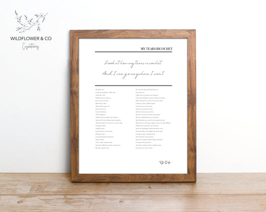 TS Song MY TEAR RICOCHET Print File ONLY