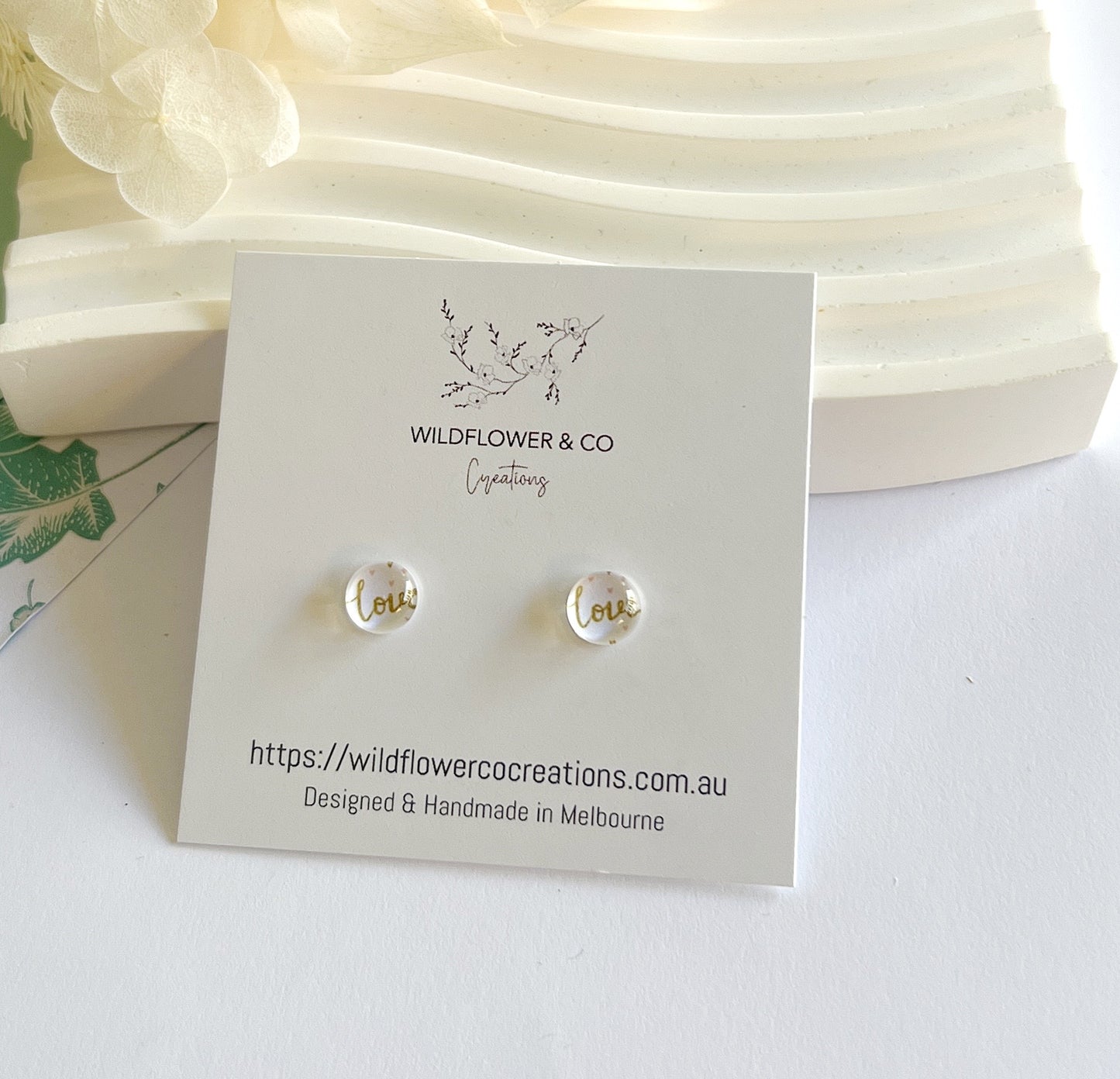 Glass Studs - love