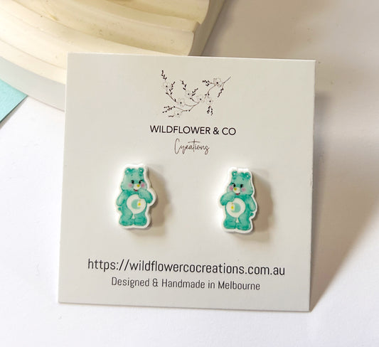 Cuddly Bear Studs - mint