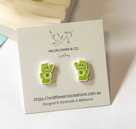 Cuddly Bear Studs - green