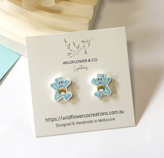 Cuddly Bear Studs - blue