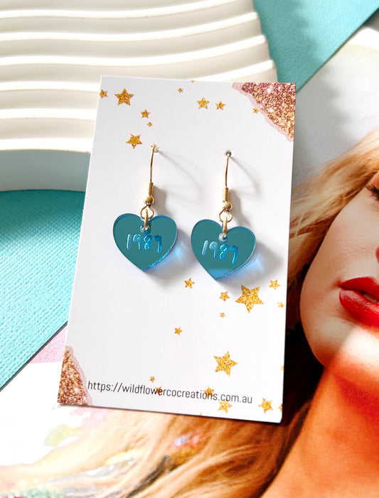 1989 Heart Dangles - blue