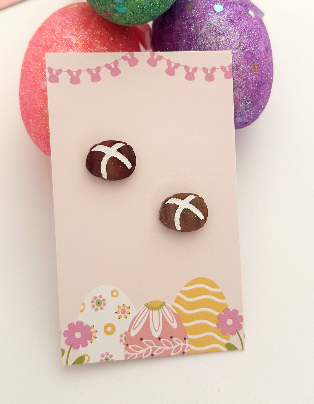 Hot cross bun Studs