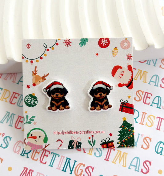 Rottweiler Christmas Studs