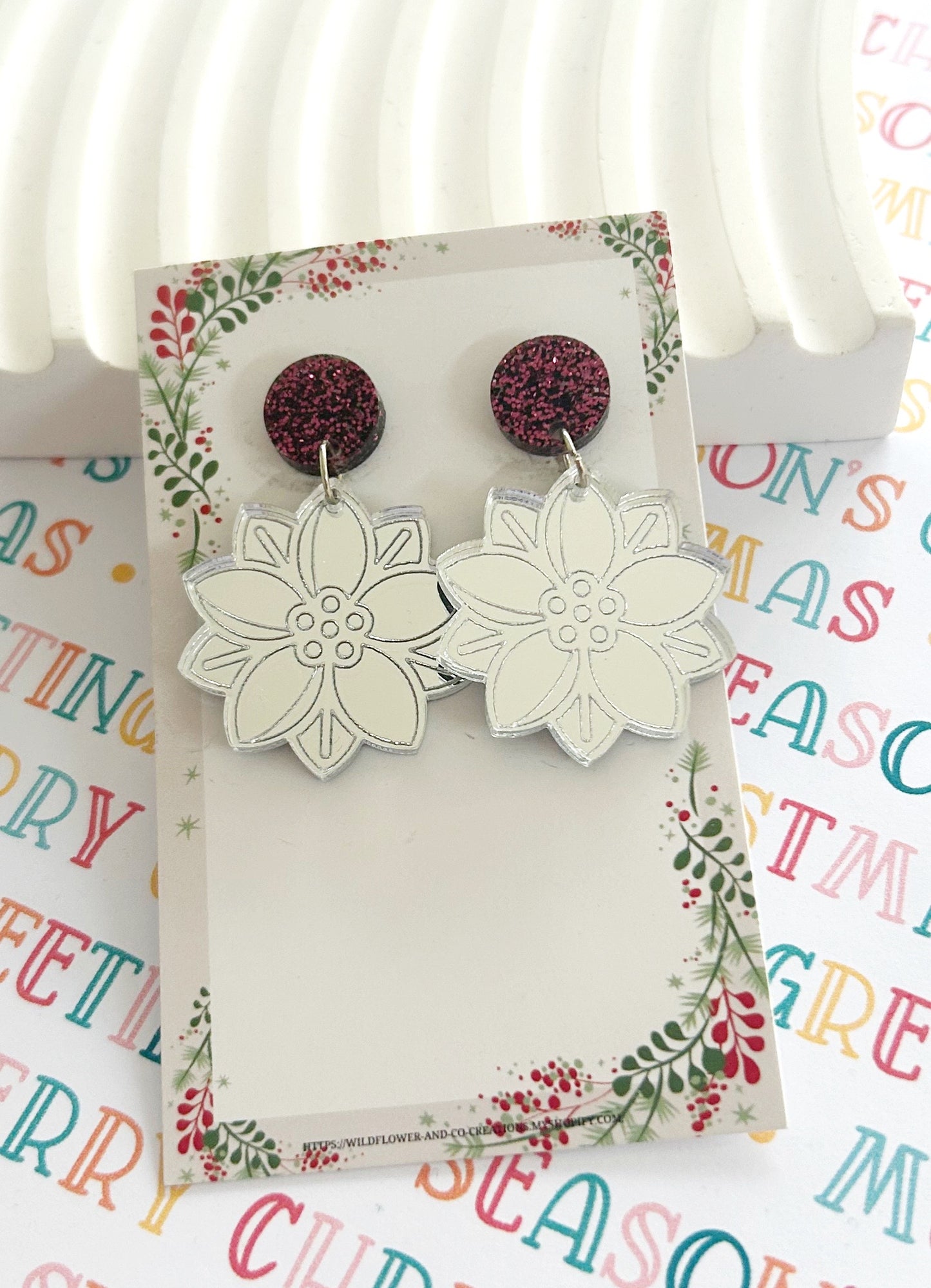 Poinsettia Christmas Dangles