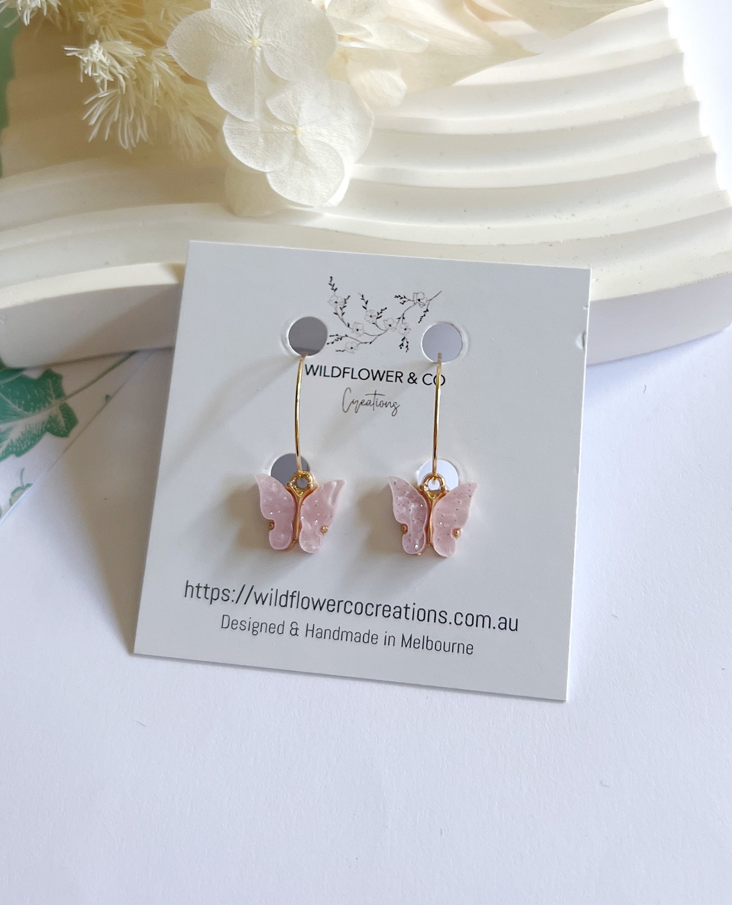 Butterfly Drop Statement - Baby Pink