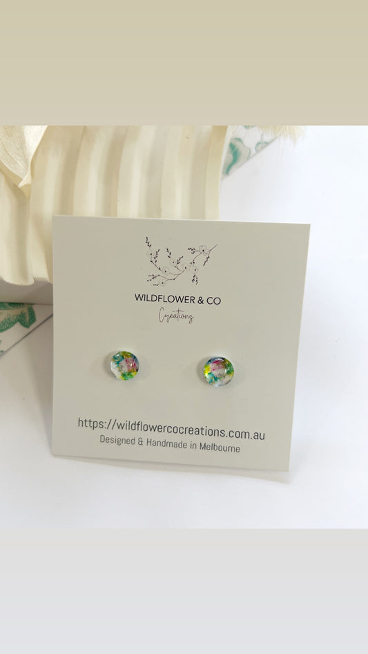 Watercolour Glass Studs - rainbow