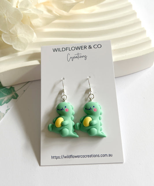Dinosaur dangles, earrings